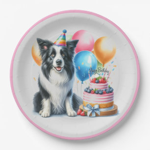 Niedlich Happy Birthday Border Collie Party Pappteller