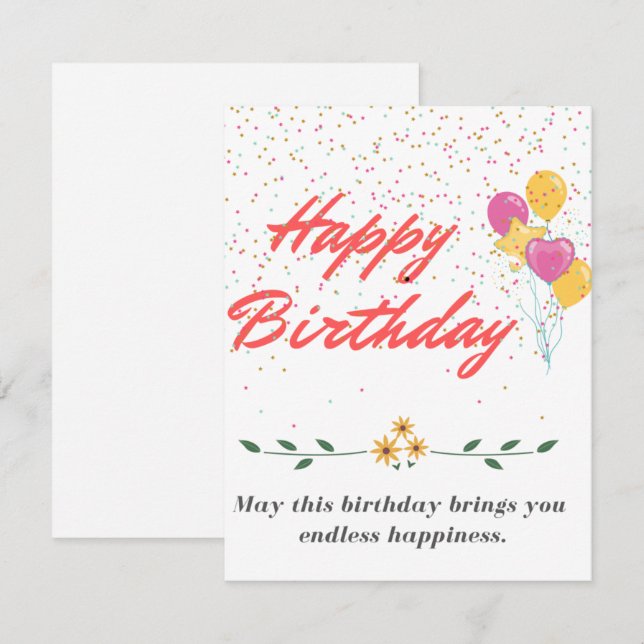 Niedlich Happy Birthday Card (Vorne/Hinten)