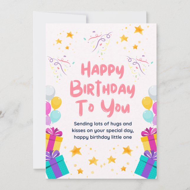 Niedlich Happy Birthday Card Einladung (Vorderseite)