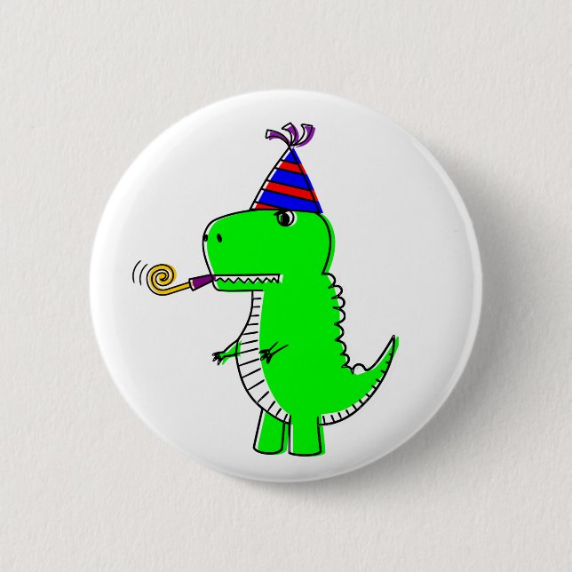 Niedlich Happy Birthday Dinosaur Button (Vorderseite)