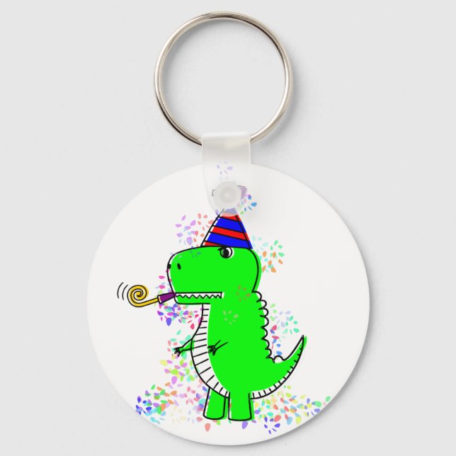 Niedlich Happy Birthday Dinosaur Confetti Schlüsselanhänger (Vorderseite)