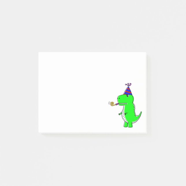 Niedlich Happy Birthday Dinosaur Nachhinweise Post-it Klebezettel (Vorderseite)