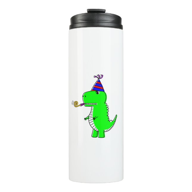Niedlich Happy Birthday Dinosaur Thermosbecher (Vorderseite)