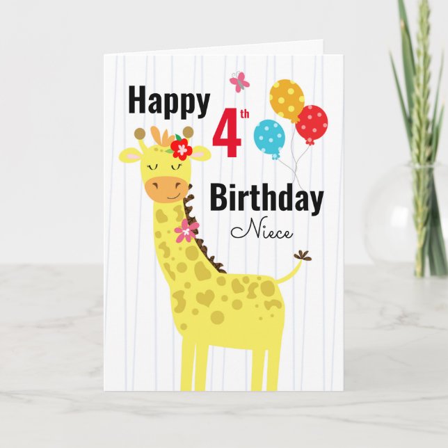 Niedlich Happy Birthday Giraffe Niece Card Karte (Vorderseite)