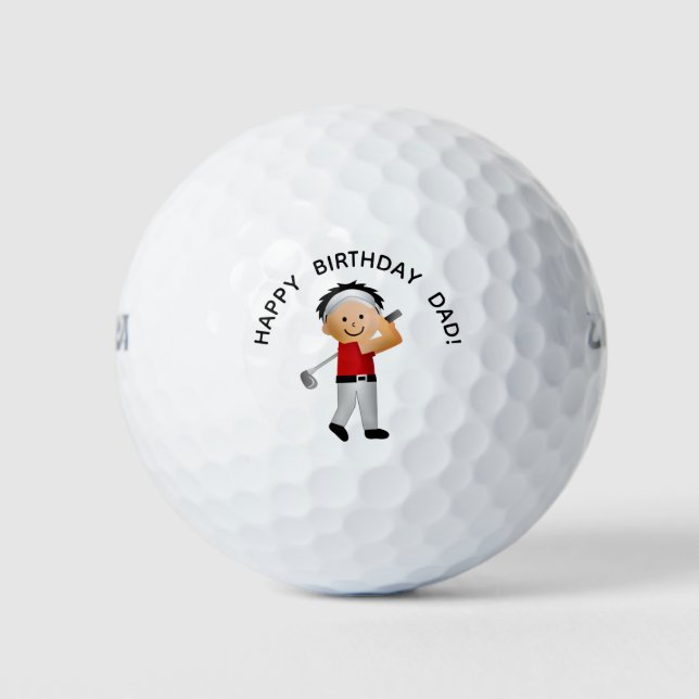 Niedlich Happy Birthday Golfer Vater Golfball (Vorderseite)
