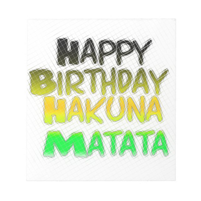 Niedlich Happy Birthday Hakunamatata Inspiration K Notizblock (Vorderseite)