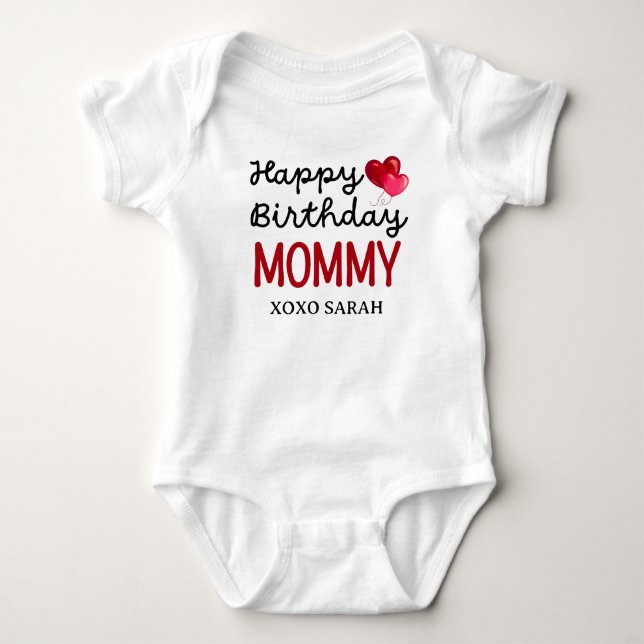 Niedlich Happy Birthday Mommy Baby Strampler (Vorderseite)