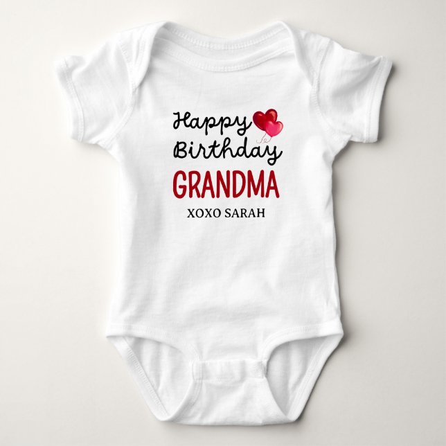 Niedlich Happy Birthday Oma Baby Strampler (Vorderseite)