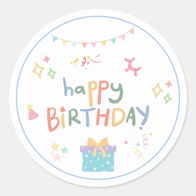 Niedlich Happy Birthday Sticker (Vorderseite)