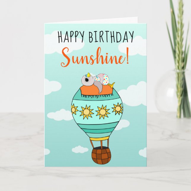 Niedlich Happy Birthday Sunshine Bird Illustration Karte (Vorderseite)