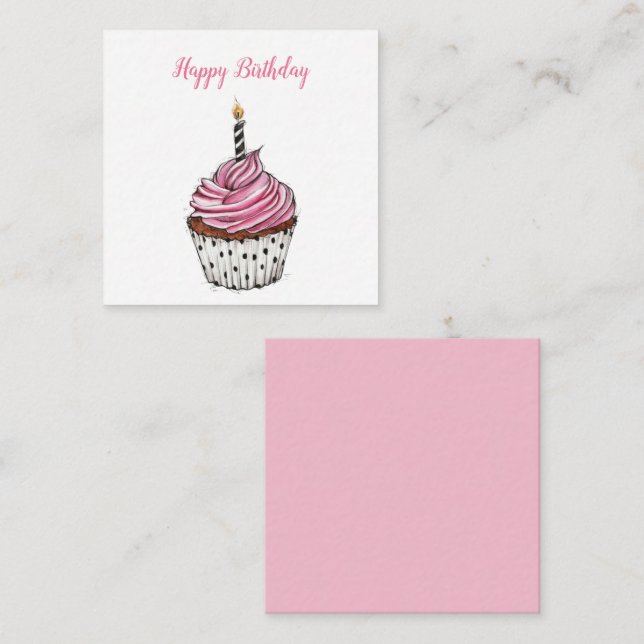 Niedlich Happy Birthday Vintag Cupcake Mitteilungskarte (Vorne/Hinten)