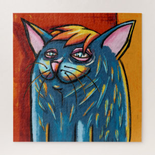 Niedlich Happy Blue Cat Digital Oil Pastel
