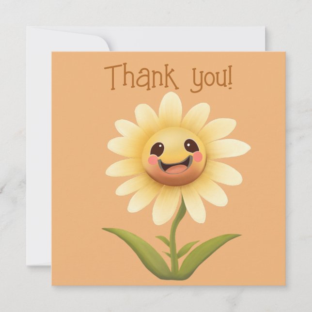 Niedlich Happy Blume Vielen Dank Dankeskarte (Vorderseite)