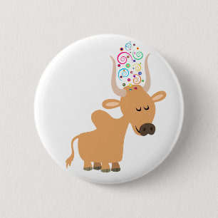 Niedlich Happy Brahman Cow Button Abzeichen