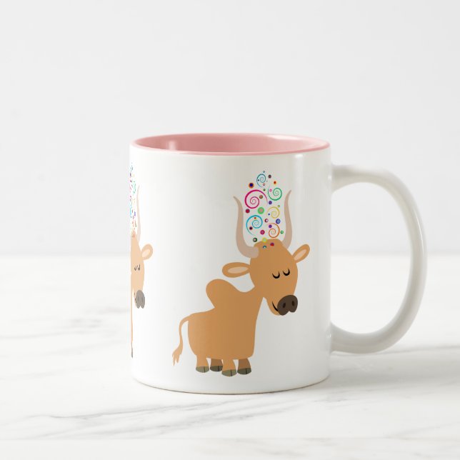 Niedlich Happy Brahman Cow Zweifarbige Tasse (Rechts)