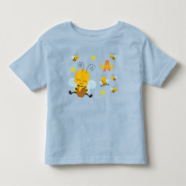 Niedlich Happy Bumble Bee mit Blume Blue Kleinkind T-shirt