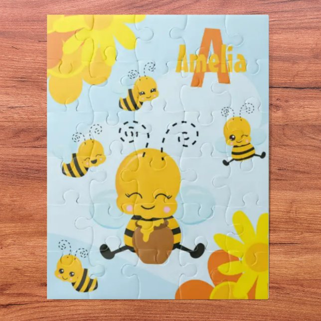 Niedlich Happy Bumble Bee mit Blume Kleines Kind (Von Creator hochgeladen)
