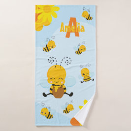 Niedlich Happy Bumble Bee mit Blume Kleines Kind Badhandtuch Set