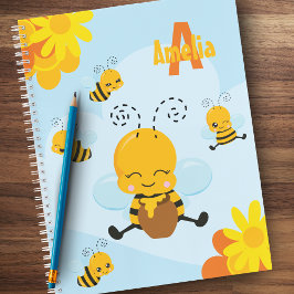 Niedlich Happy Bumble Bee mit Blume Kleines Kind Notizbuch