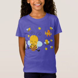 Niedlich Happy Bumble Bee mit Blume Lila T-Shirt