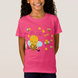 Niedlich Happy Bumble Bee mit Blume Rosa T-Shirt