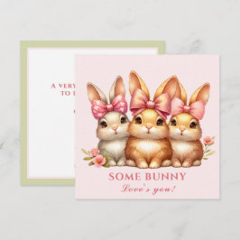 Niedlich Happy Bunny Girl Watercolor Osterkarte Karte