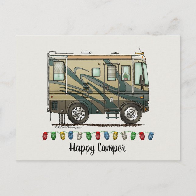 Niedlich Happy Camper Big RV Coach Motorhome Postkarte (Vorderseite)