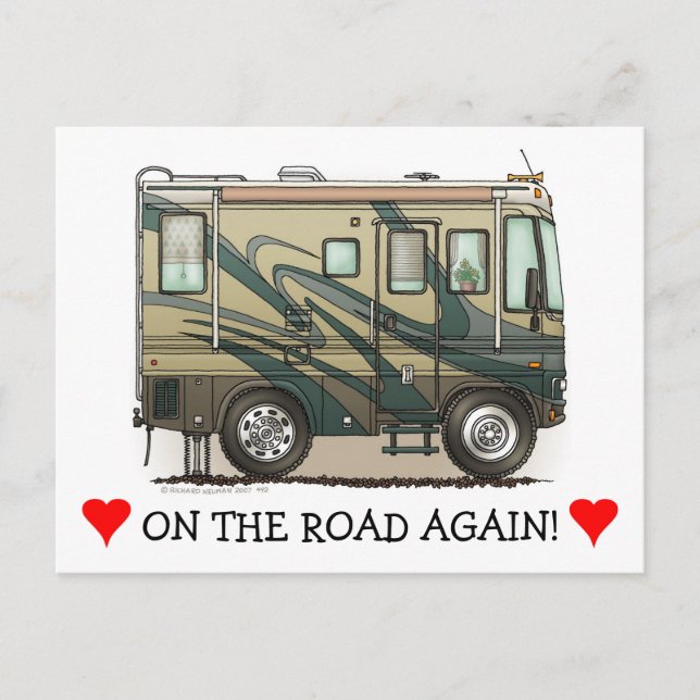 Niedlich Happy Camper Big RV Coach Motorhome Postkarte (Vorderseite)