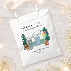 Niedlich Happy Camper Van Trees Camping 1. Geburts Geschenktütchen