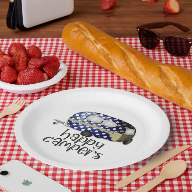 niedlich Happy Campers Word Art Party Pappteller (Picknick)