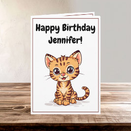 Niedlich Happy Cartoon Bengalisch Katzenkitte Gebu Karte