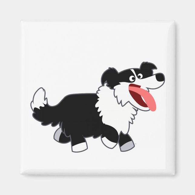 Niedlich Happy Cartoon Border Collie Magnet (Vorne)