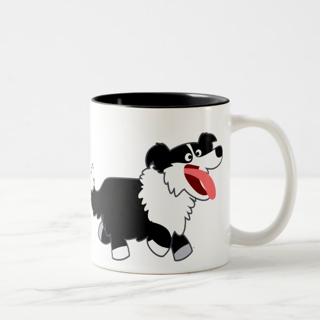 Niedlich Happy Cartoon Border Collie Tasse (Rechts)