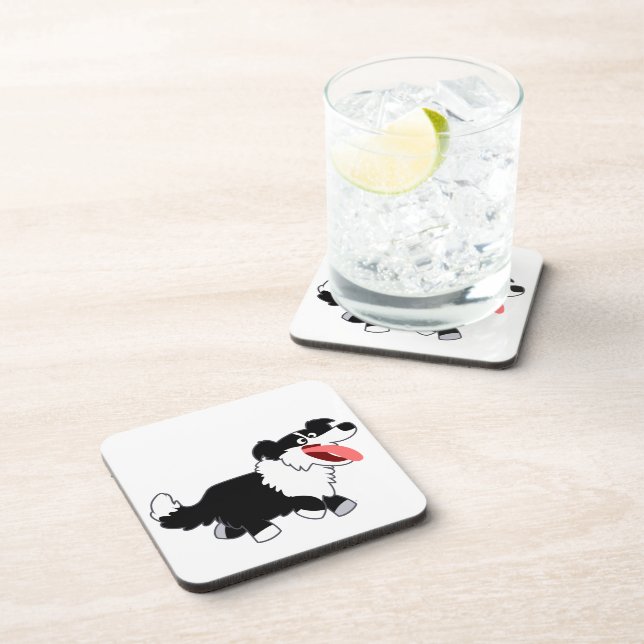 Niedlich Happy Cartoon Border Collie Untersetzer S (Rechte Seite)