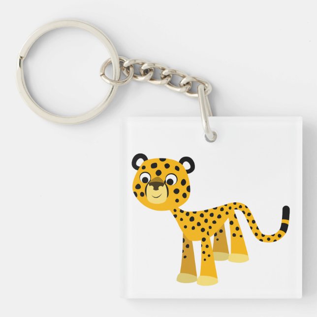 Niedlich Happy Cartoon Cheetah Acrylic Schlüsselan Schlüsselanhänger (Vorderseite)