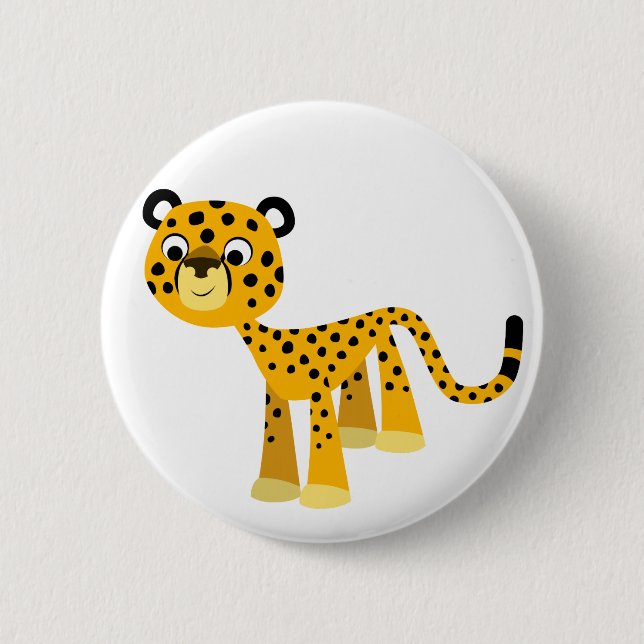 Niedlich Happy Cartoon Cheetah Button Abzeichen (Vorderseite)