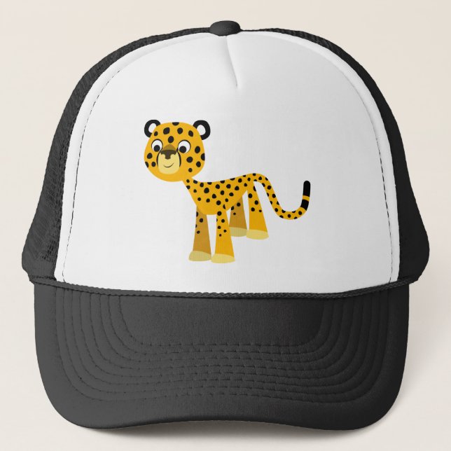 Niedlich Happy Cartoon Cheetah Hat Truckerkappe (Vorderseite)