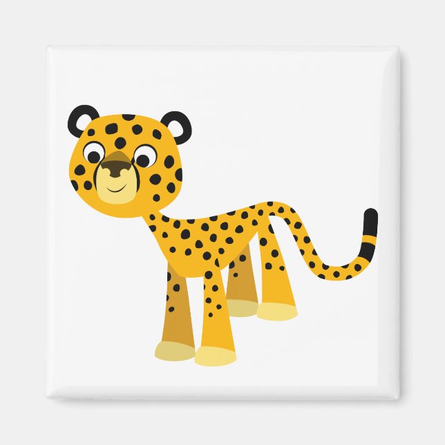Niedlich Happy Cartoon Cheetah Magnet (Vorne)