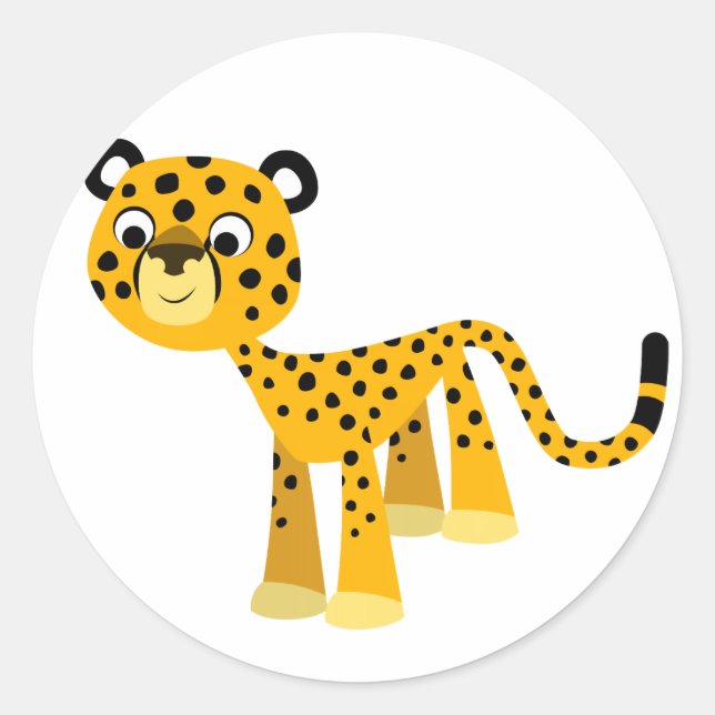Niedlich Happy Cartoon Cheetah Sticker (Vorderseite)