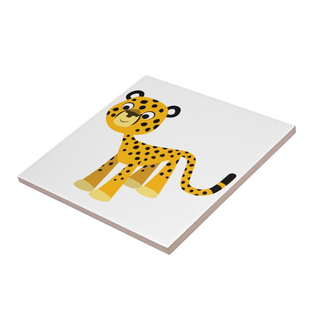 Niedlich Happy Cartoon Cheetah Tile Fliese (Seite)