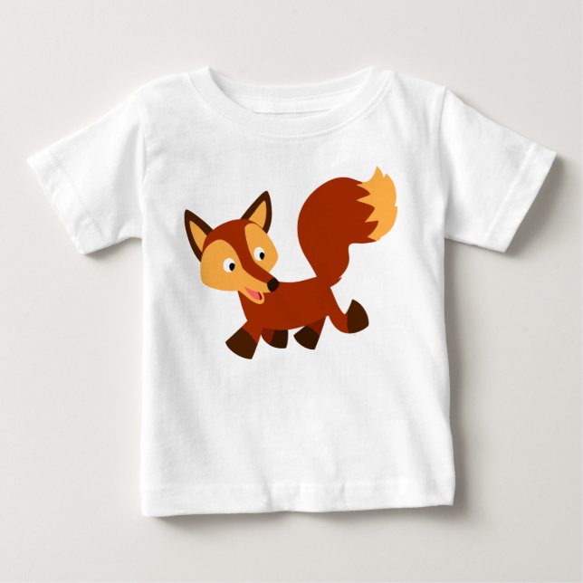 Niedlich Happy Cartoon Fox Baby T - Shirt (Vorderseite)