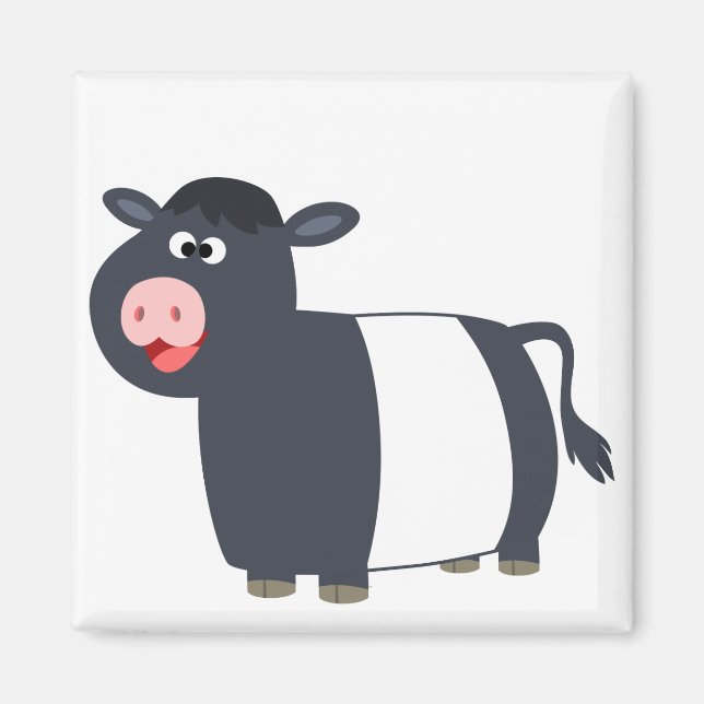 Niedlich Happy Cartoon Galloway Kuh Magnet (Vorne)