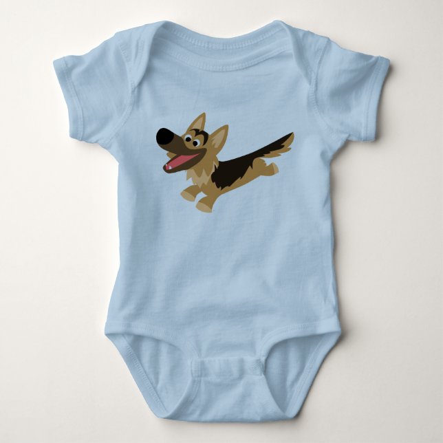 Niedlich Happy Cartoon German Shepherd Baby T - Sh Strampler (Vorderseite)