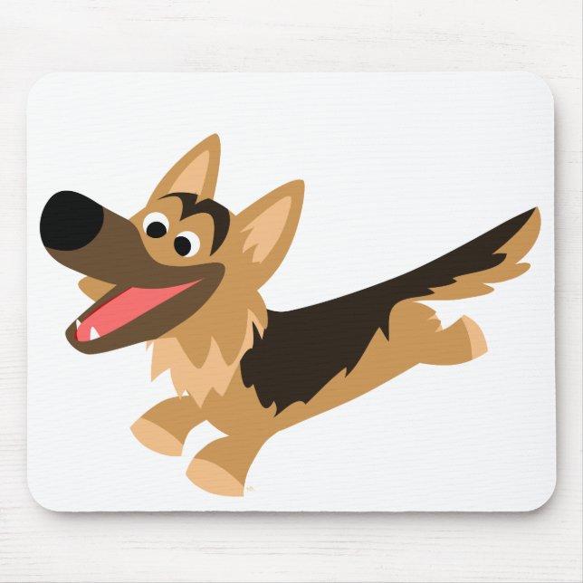 Niedlich Happy Cartoon German Shepherd Mousemat Mousepad (Vorne)