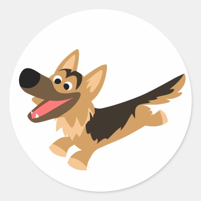 Niedlich Happy Cartoon German Shepherd Sticker (Vorderseite)