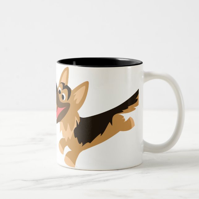 Niedlich Happy Cartoon German Shepherd Tasse (Rechts)