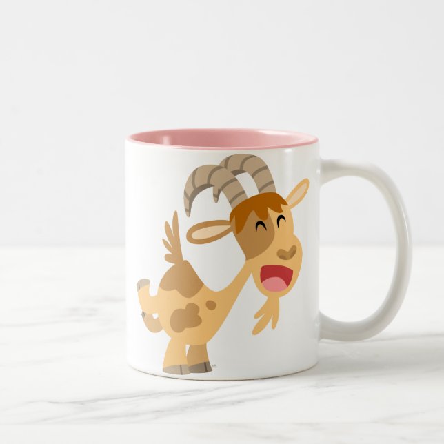 Niedlich Happy Cartoon Goat Mousepad Zweifarbige Tasse (Rechts)
