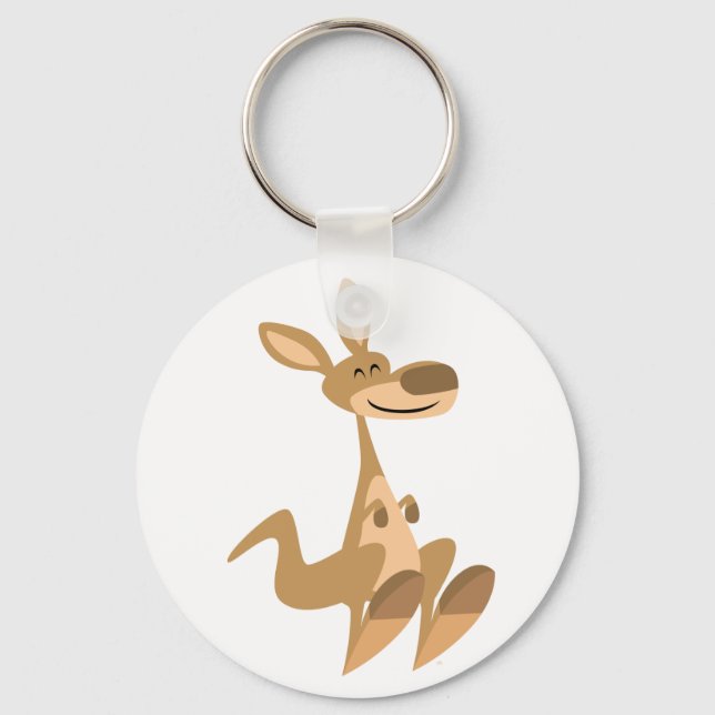 Niedlich Happy Cartoon Kangaroo Schlüsselanhänger (Vorderseite)