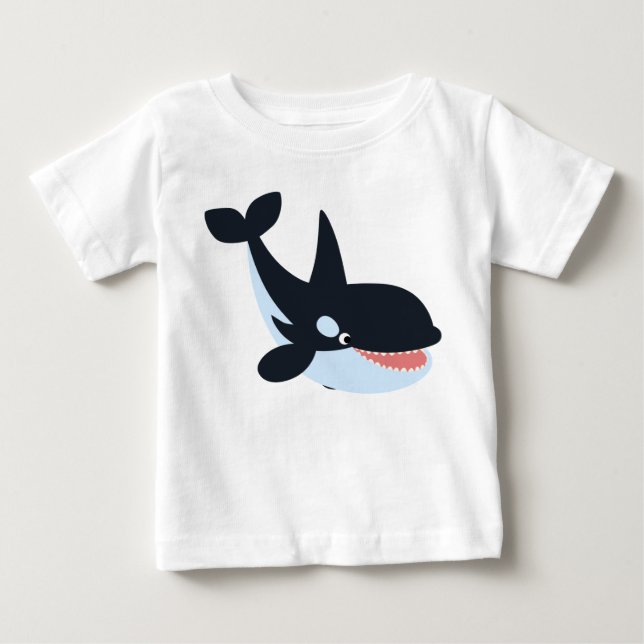 Niedlich Happy Cartoon Killer Whale Baby T - Shirt (Vorderseite)