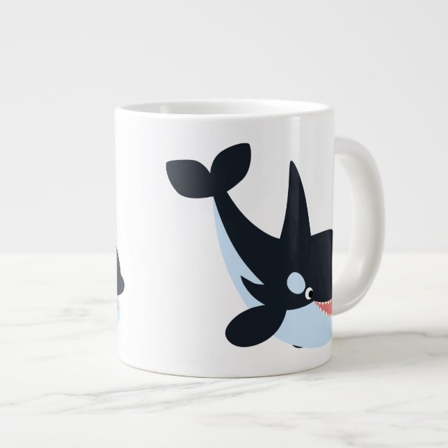 Niedlich Happy Cartoon Killer Whale Jumbo Tasse (Vorderseite Rechts)